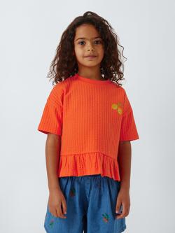 John Lewis Kids' Lemon Ruffle Hem Top, Orange, Orange