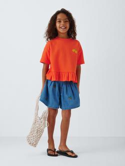 John Lewis Kids' Lemon Ruffle Hem Top, Orange - view 2, Orange