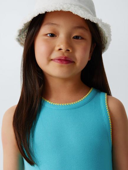 John Lewis Kids' Jersey Poplin Dress, Blue - view 2, Blue