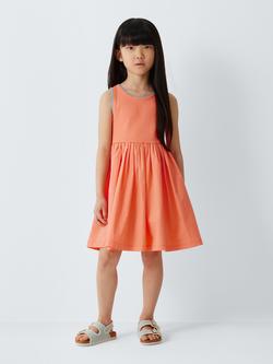 John Lewis Kids' Jersey Poplin Dress, Orange, Orange