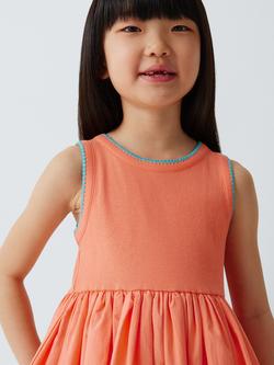 John Lewis Kids' Jersey Poplin Dress, Orange - view 2, Orange