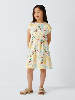 John Lewis Kids' Fruits Jersey Dress, Navy, White, Navy, White