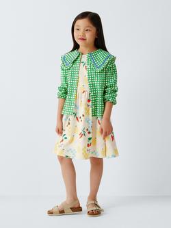 John Lewis Kids' Fruits Jersey Dress, Navy, White - view 2, Navy, White