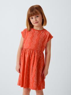 John Lewis Kids' Wavy Jersey Dress, Navy, White, Navy, White