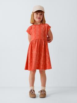 John Lewis Kids' Wavy Jersey Dress, Navy, White - view 2, Navy, White