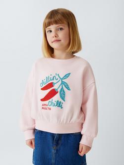 John Lewis Kids' Chillin' Chilli Sweatshirt, Yellow, Red, Yellow, Red