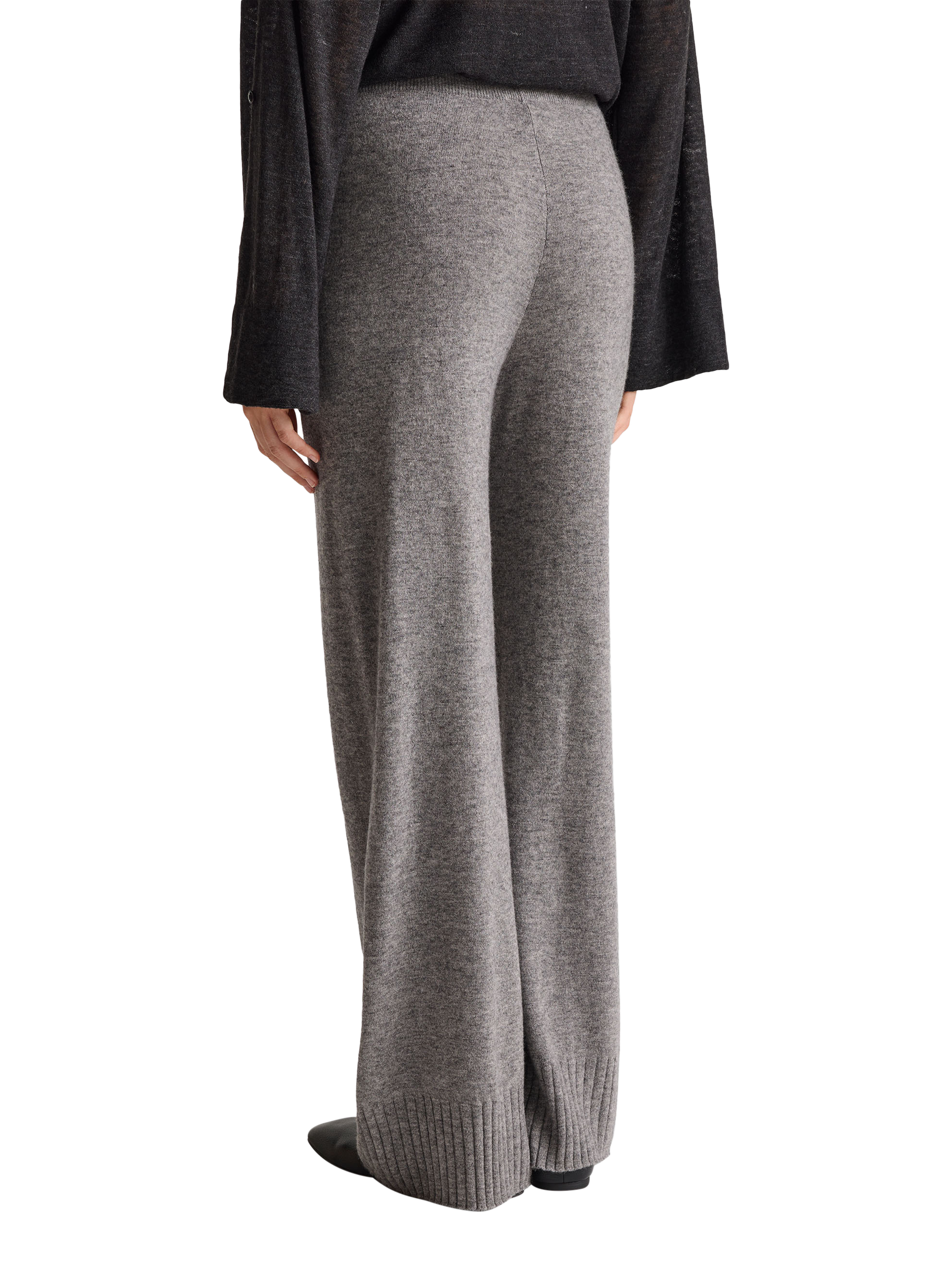 Product image 2 of 5, which shows Benetton Wide Leg Knitted Trousers, Grey, XS