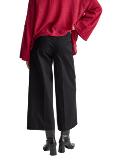 Benetton Cropped Flared Cotton Trousers, Black - view 2, Black