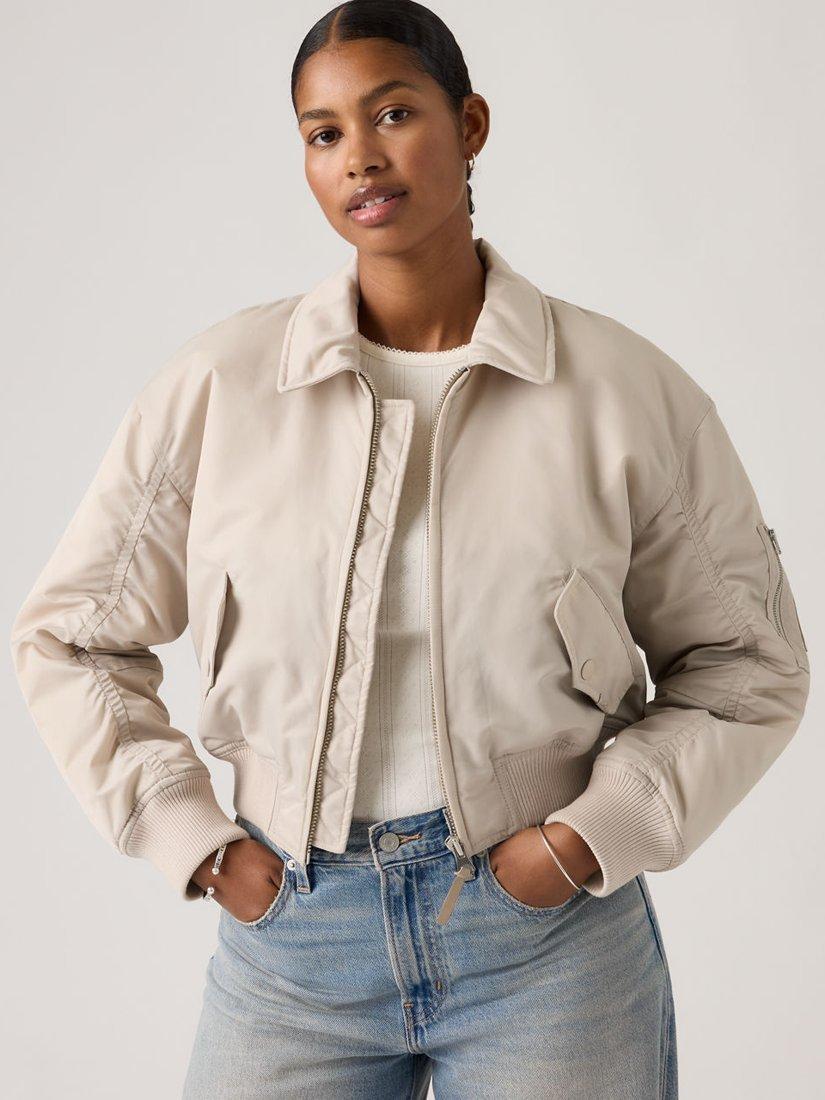 Product image 1 of 2, which shows Levi's Bowie Cropped Bomber Jacket, Chateau Gray, S
