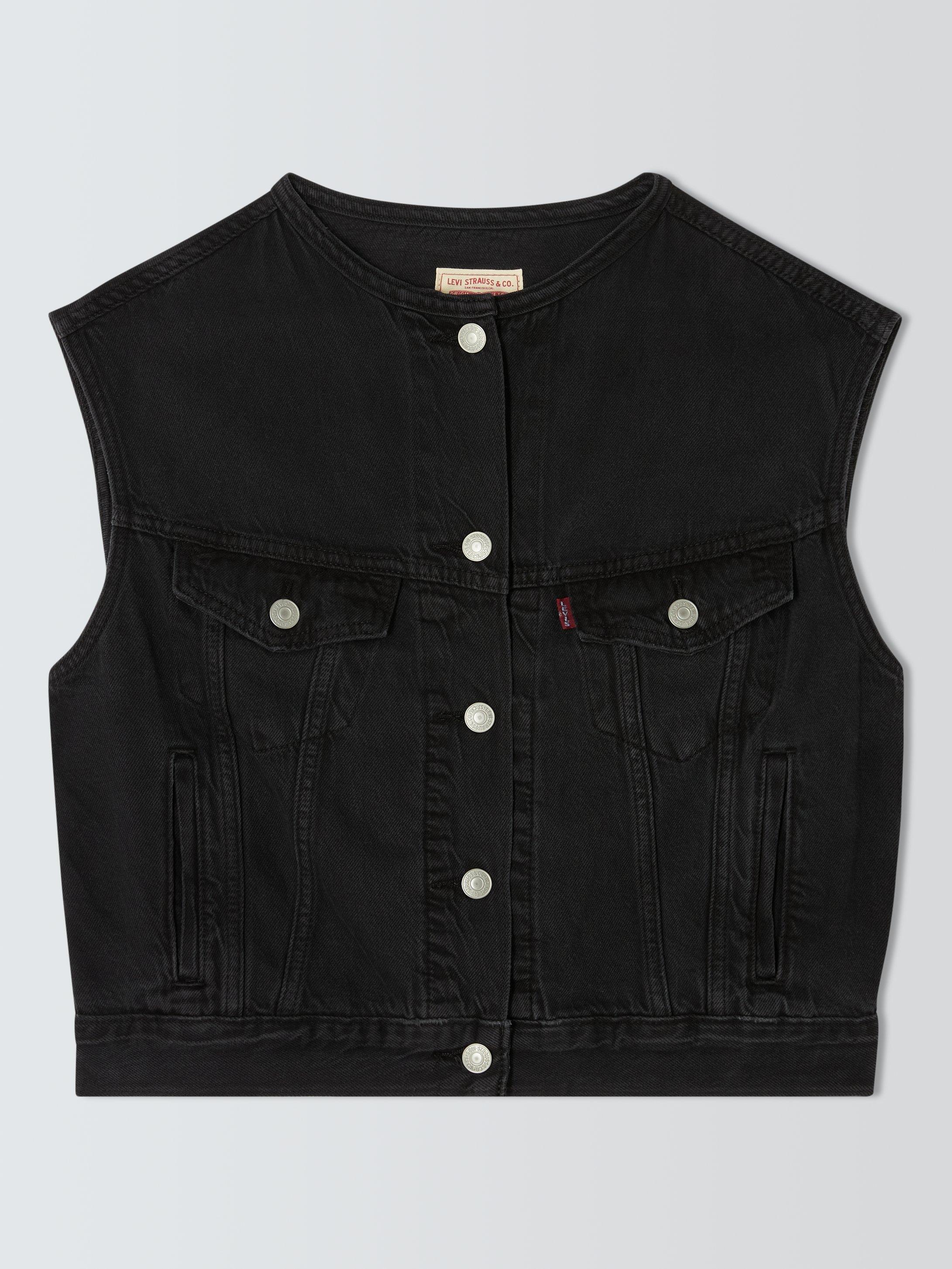 Product image 1 of 1, which shows Levi's Collarless 90's Denim Waistcoat, None Your Business, S