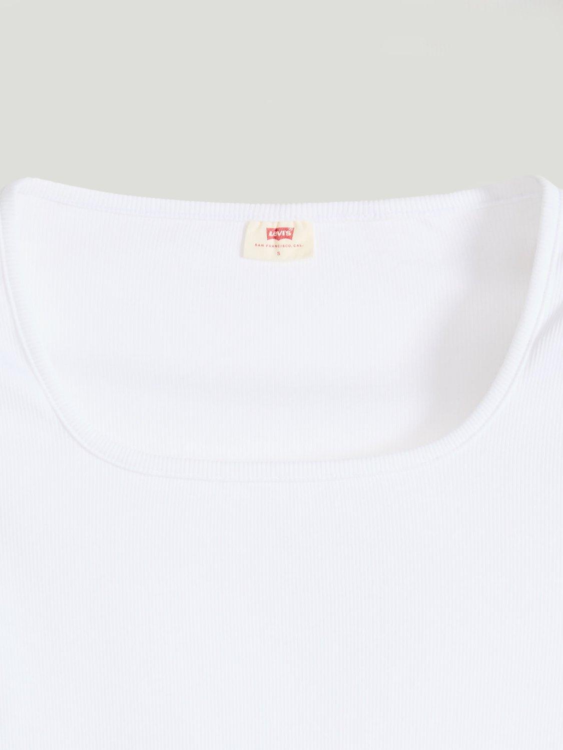 Product image 2 of 3, which shows Levi's Essential Square Neck Jersey Top, Bright White Rib, XS