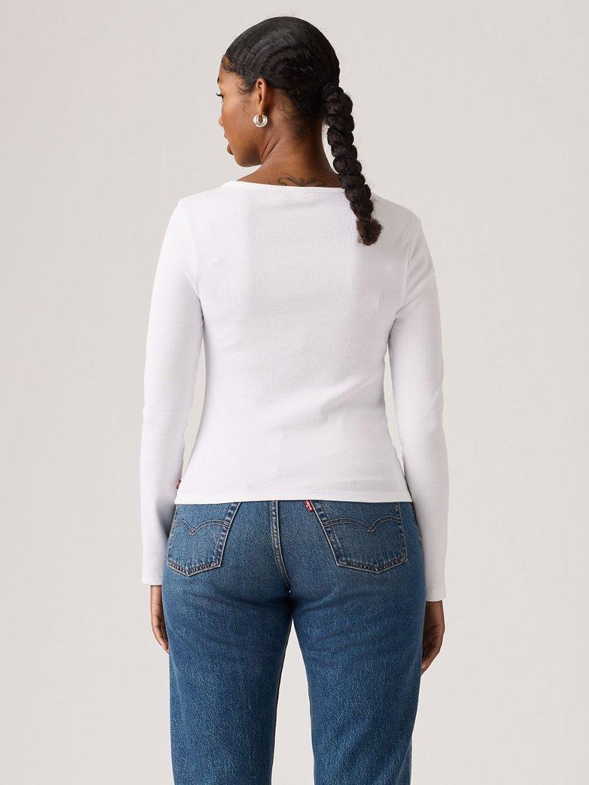 Product image 3 of 3, which shows Levi's Essential Square Neck Jersey Top, Bright White Rib, XS