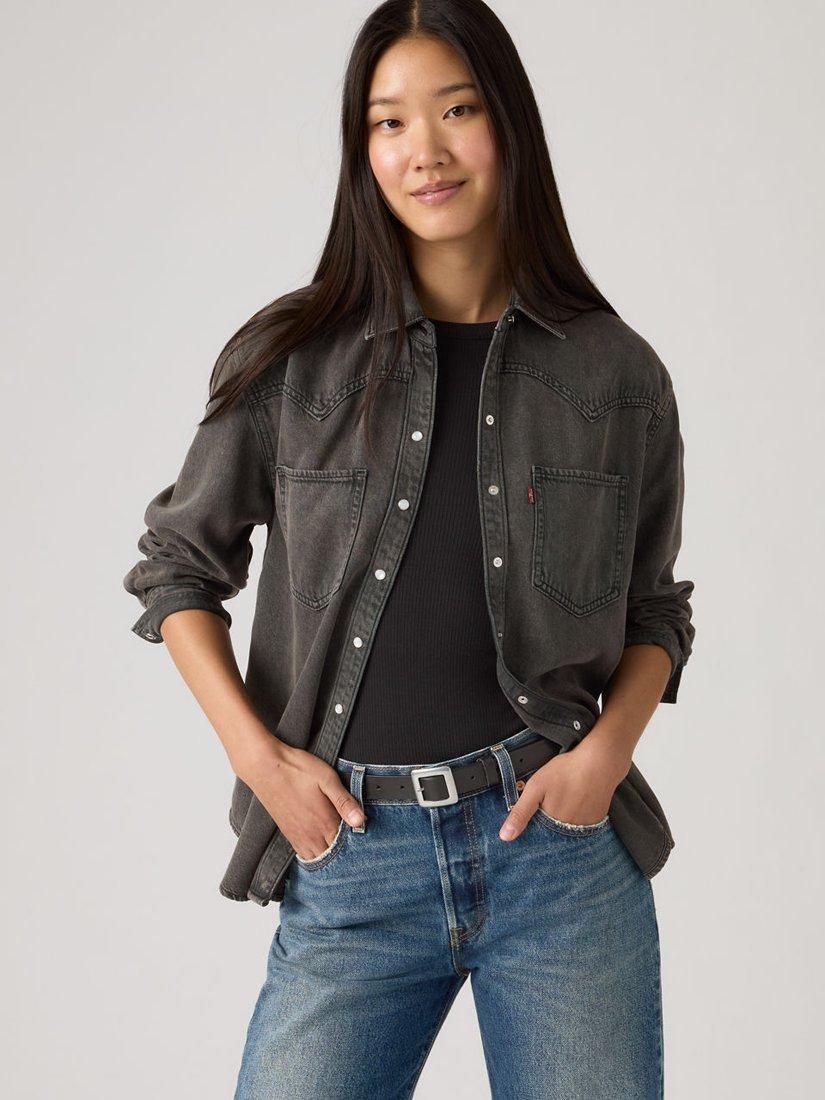 Product image 1 of 3, which shows Levi's Teodora Denim Shirt, Chipped Blk Oyster, XS