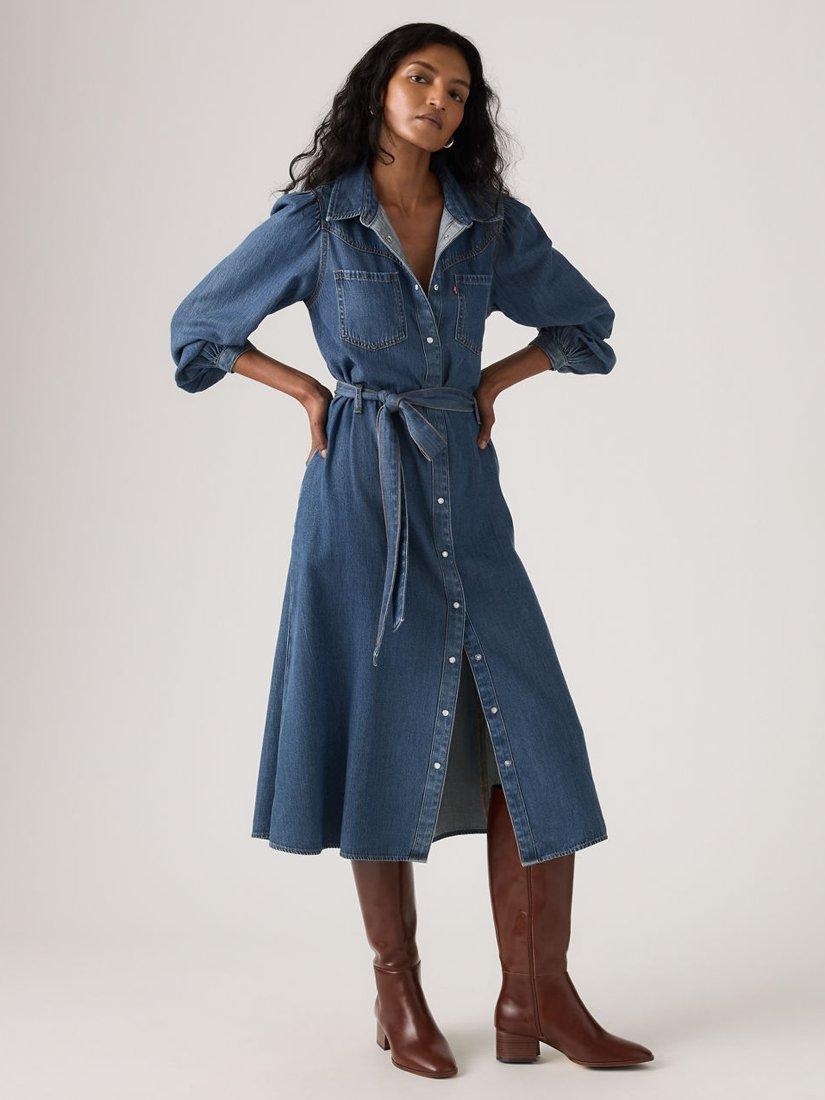 Product image 1 of 3, which shows Levi's Journey Denim Shirt Dress, Celestial Blue, XS