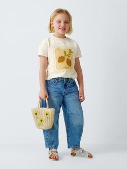 John Lewis Kids' Embroidered Lemon T-Shirt, White, Yellow - view 2, White, Yellow