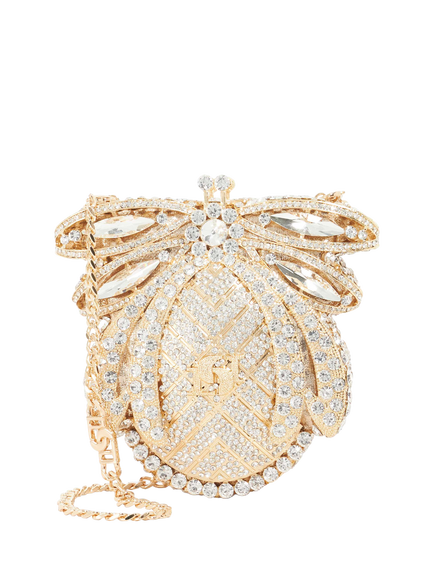 Dune London Eaden Bug Diamante Embellished Clutch Bag, Gold, Gold