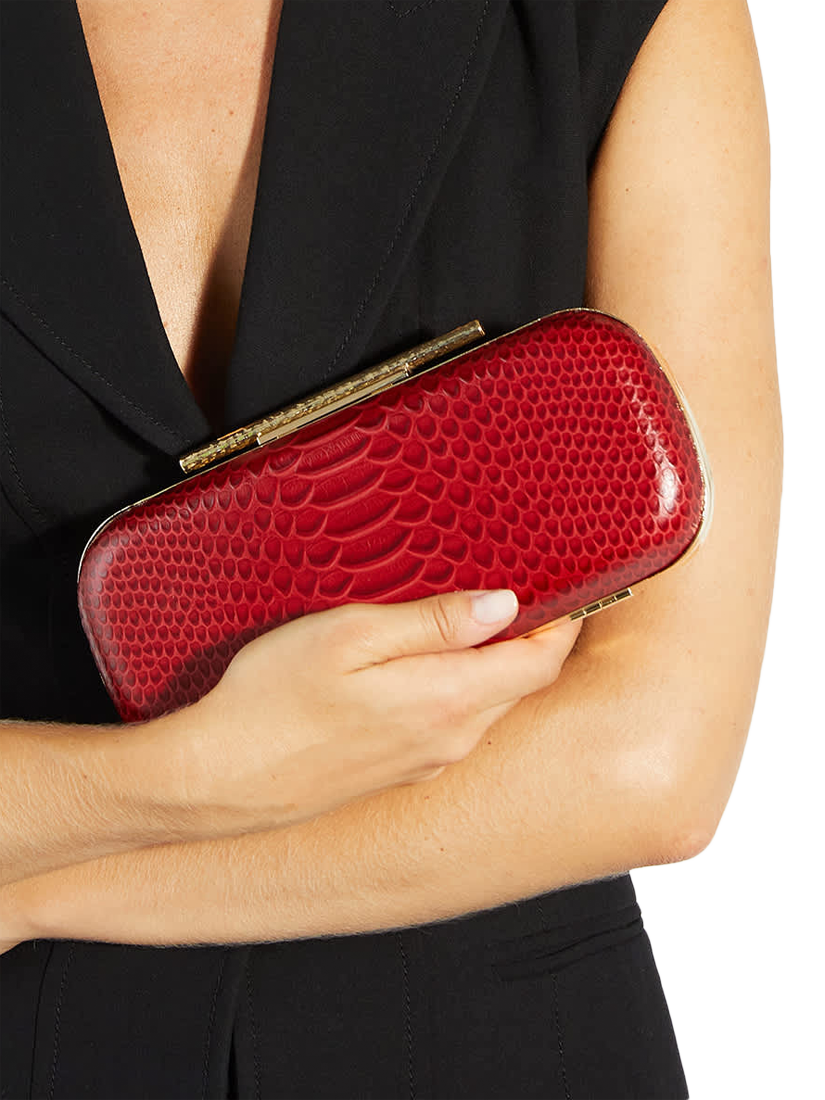 Product image 2 of 5, which shows Dune London Body Structured Chain Strap Clutch Bag, Red