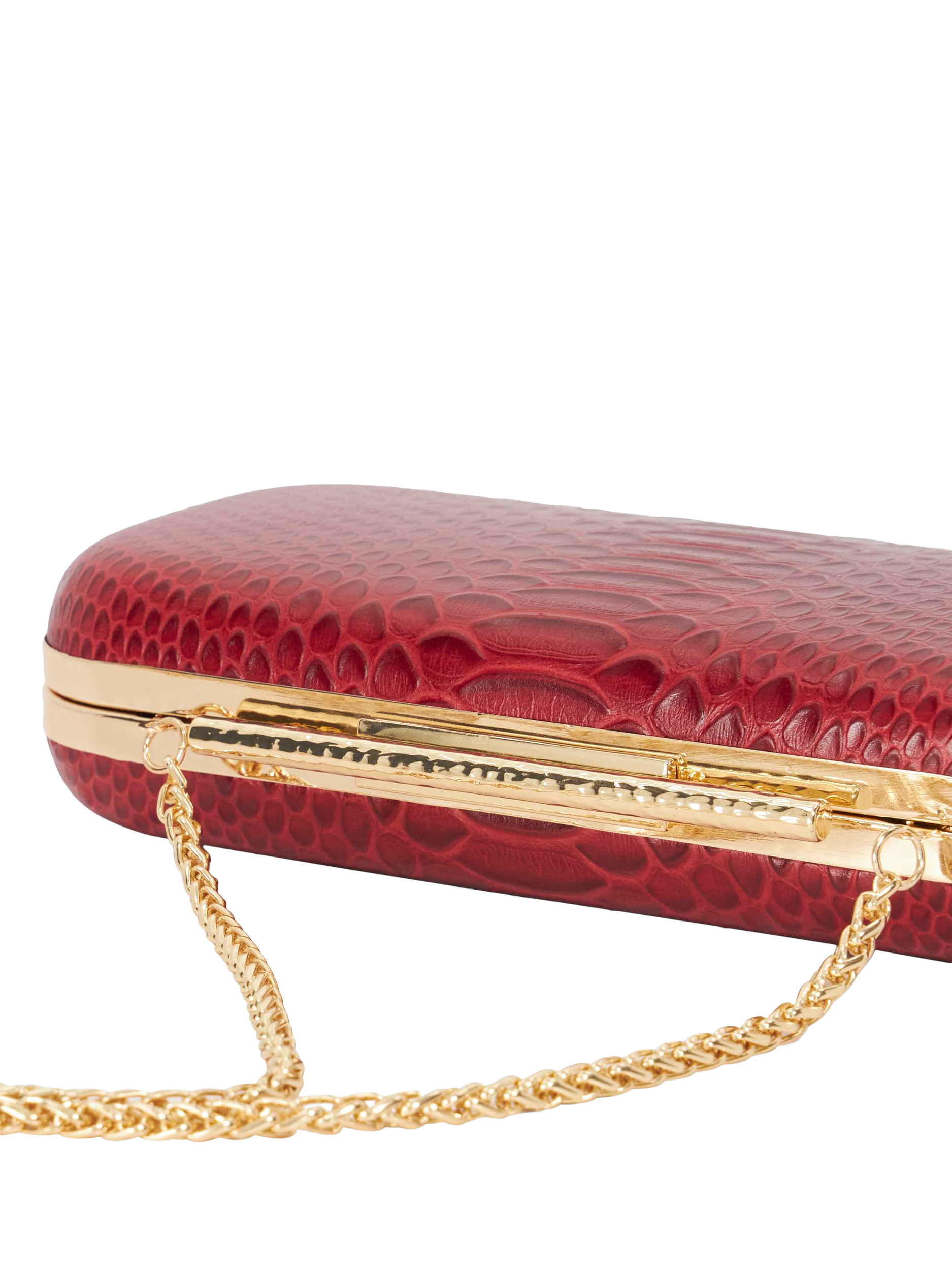 Product image 5 of 5, which shows Dune London Body Structured Chain Strap Clutch Bag, Red