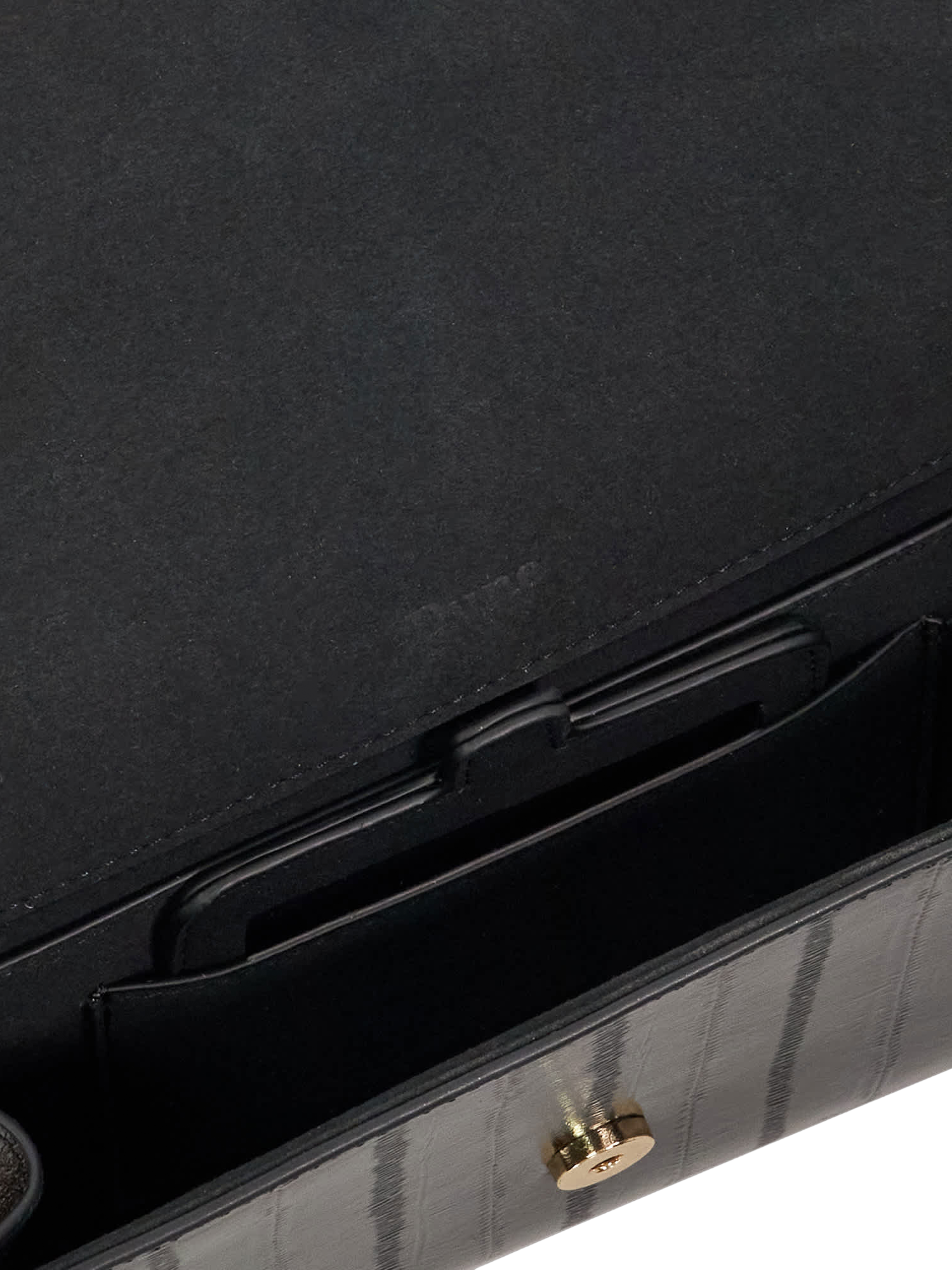 Product image 4 of 5, which shows Dune London Bee Leather Clutch Bag, Black