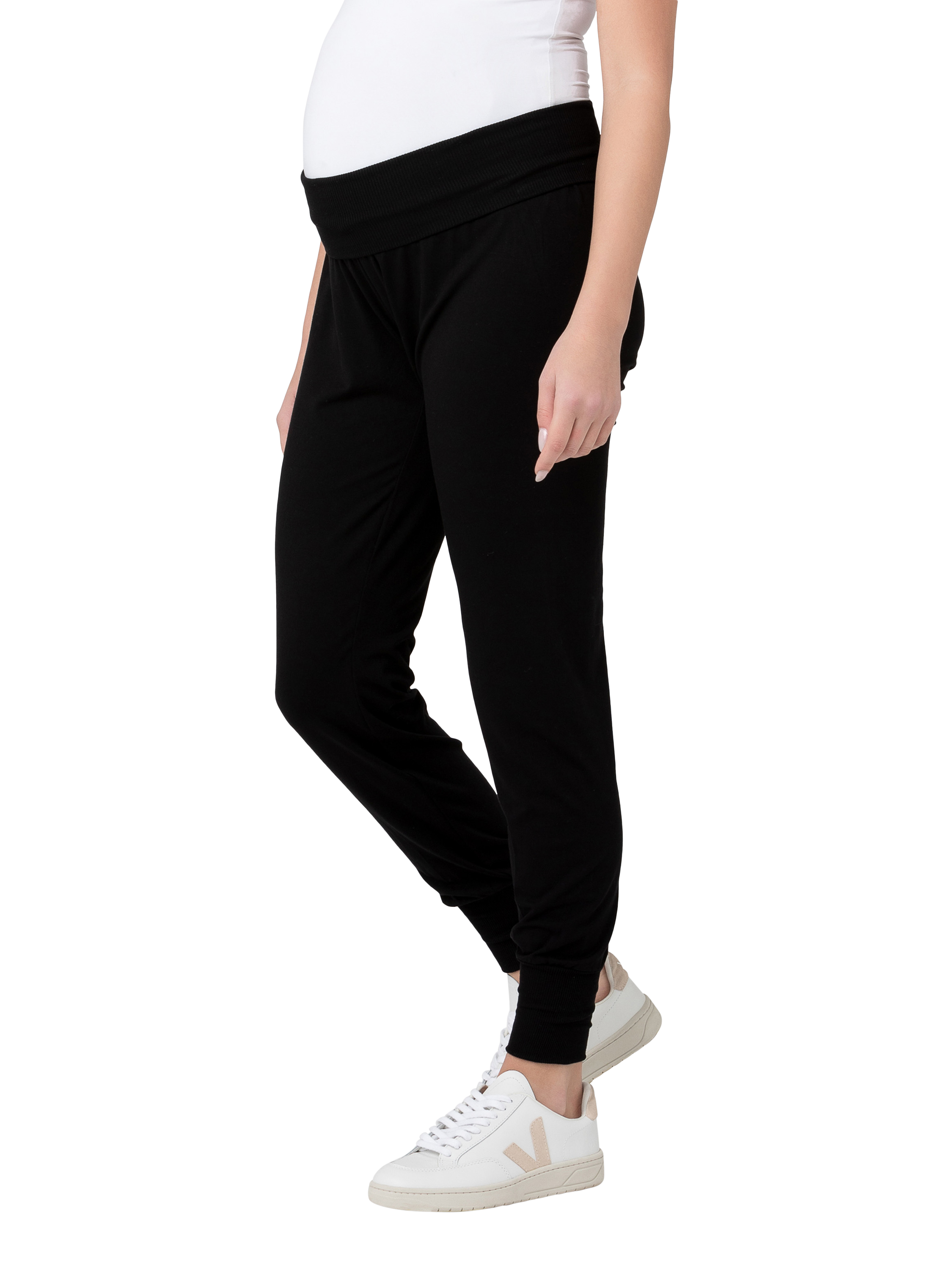 Product image 2 of 6, which shows Ripe Jersey Lounge Maternity Trousers, Black, XS