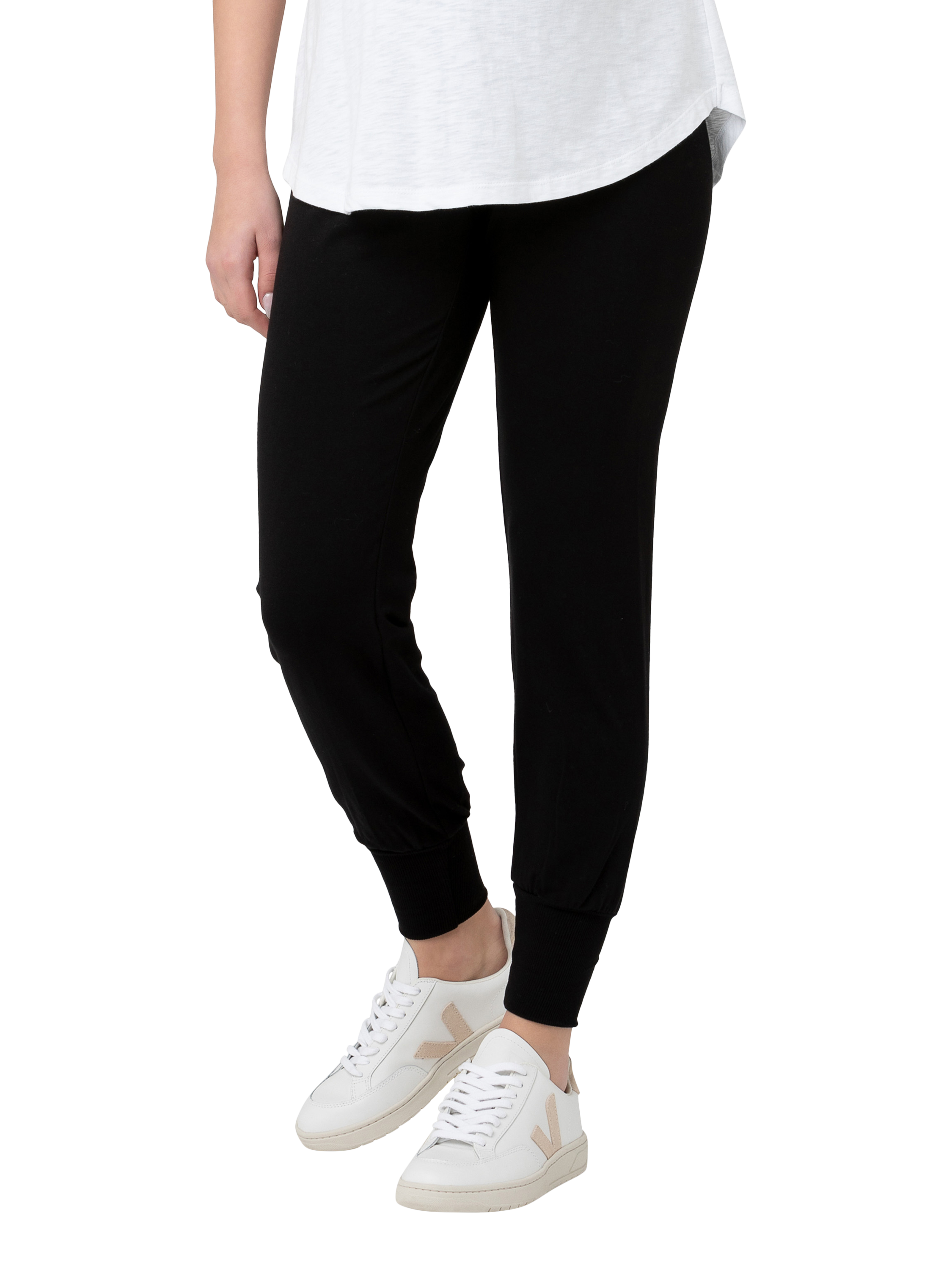 Product image 6 of 6, which shows Ripe Jersey Lounge Maternity Trousers, Black, XS