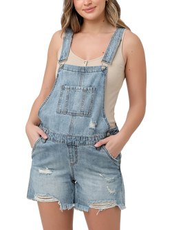 Ripe Denim Short Maternity Dungarees, Pale Blue, Pale Blue