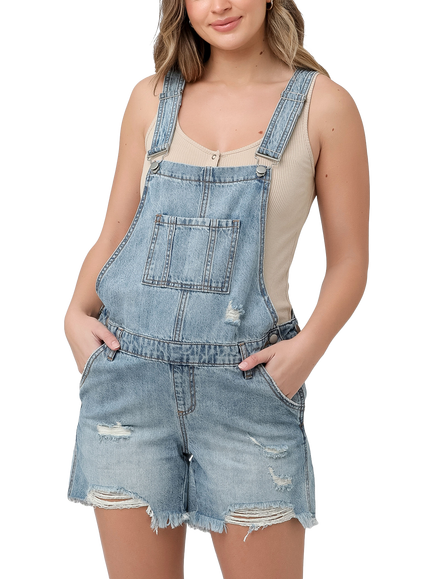 Ripe Denim Short Maternity Dungarees, Pale Blue, Pale Blue