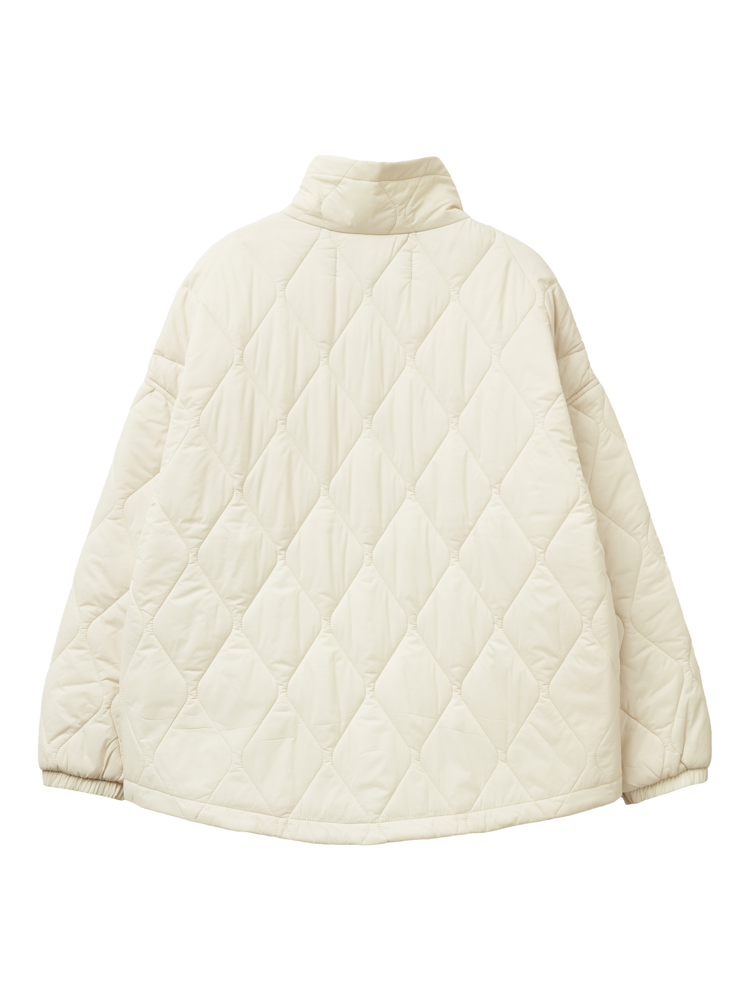 Product image 5 of 5, which shows Benetton High Neck Diamond Quilted Zip Front Jacket, Cream, XS
