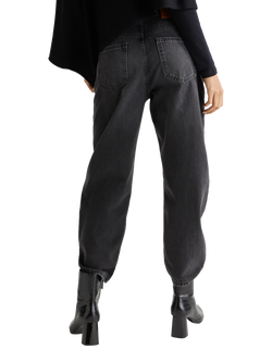 Benetton Cropped Boyfriend Jeans, Black - view 2, Black