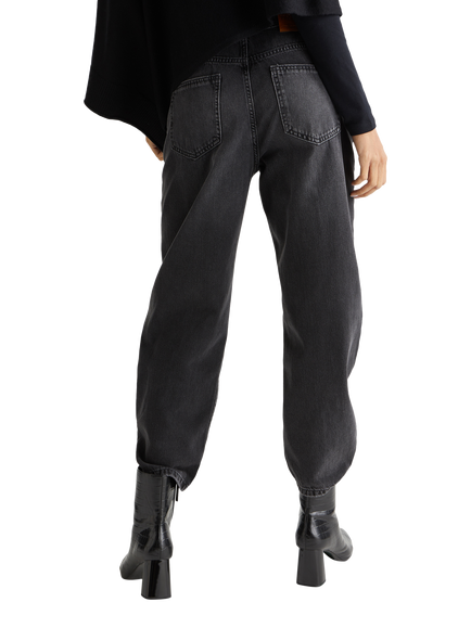 Benetton Cropped Boyfriend Jeans, Black - view 2, Black