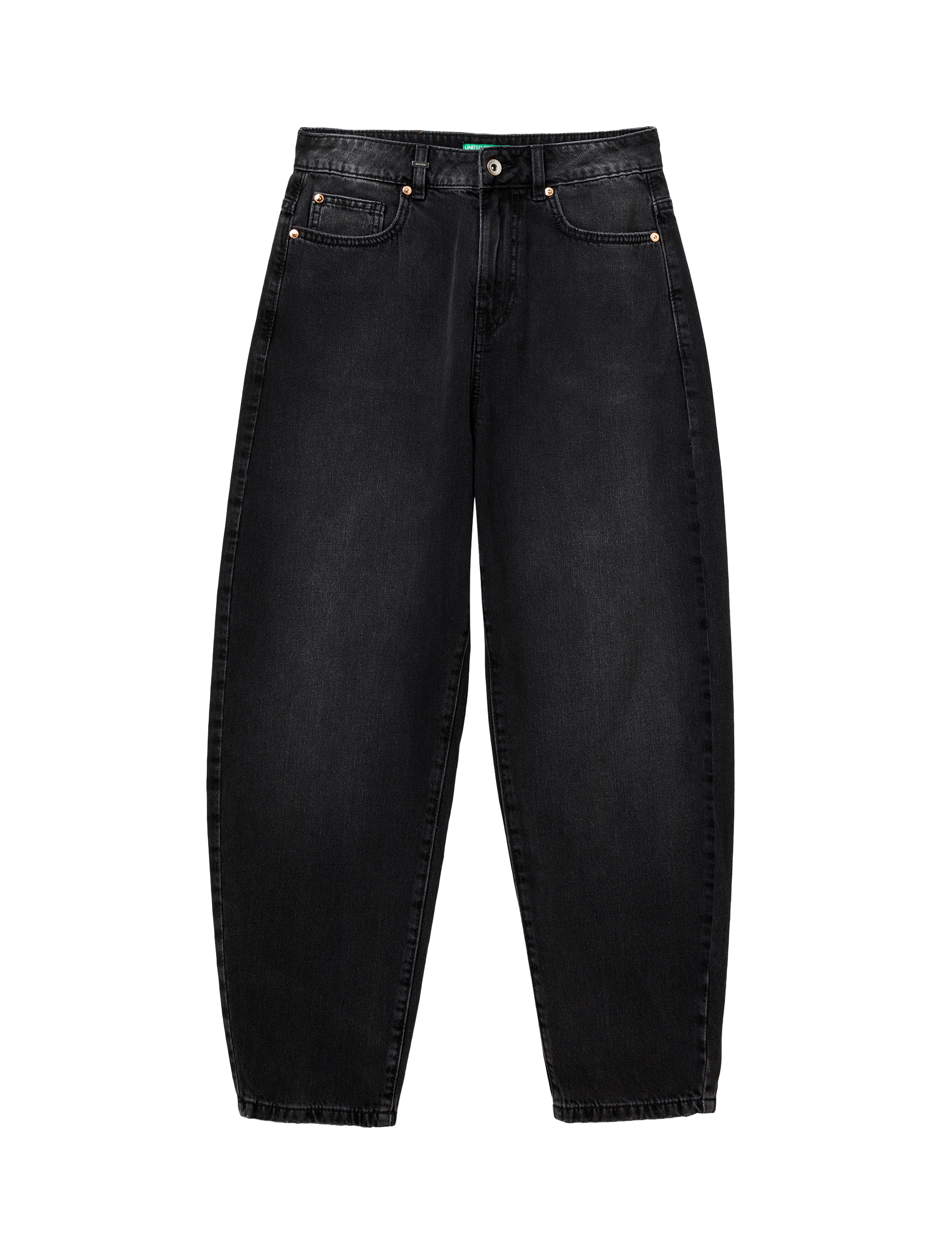 Product image 4 of 5, which shows Benetton Cropped Boyfriend Jeans, Black, 26S