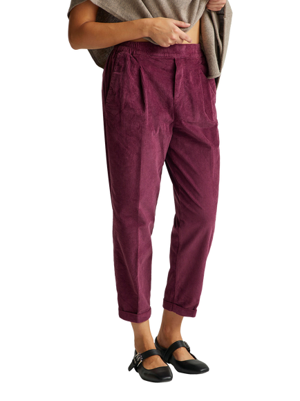 Benetton Cropped Velvet Trouser, Violet, Violet