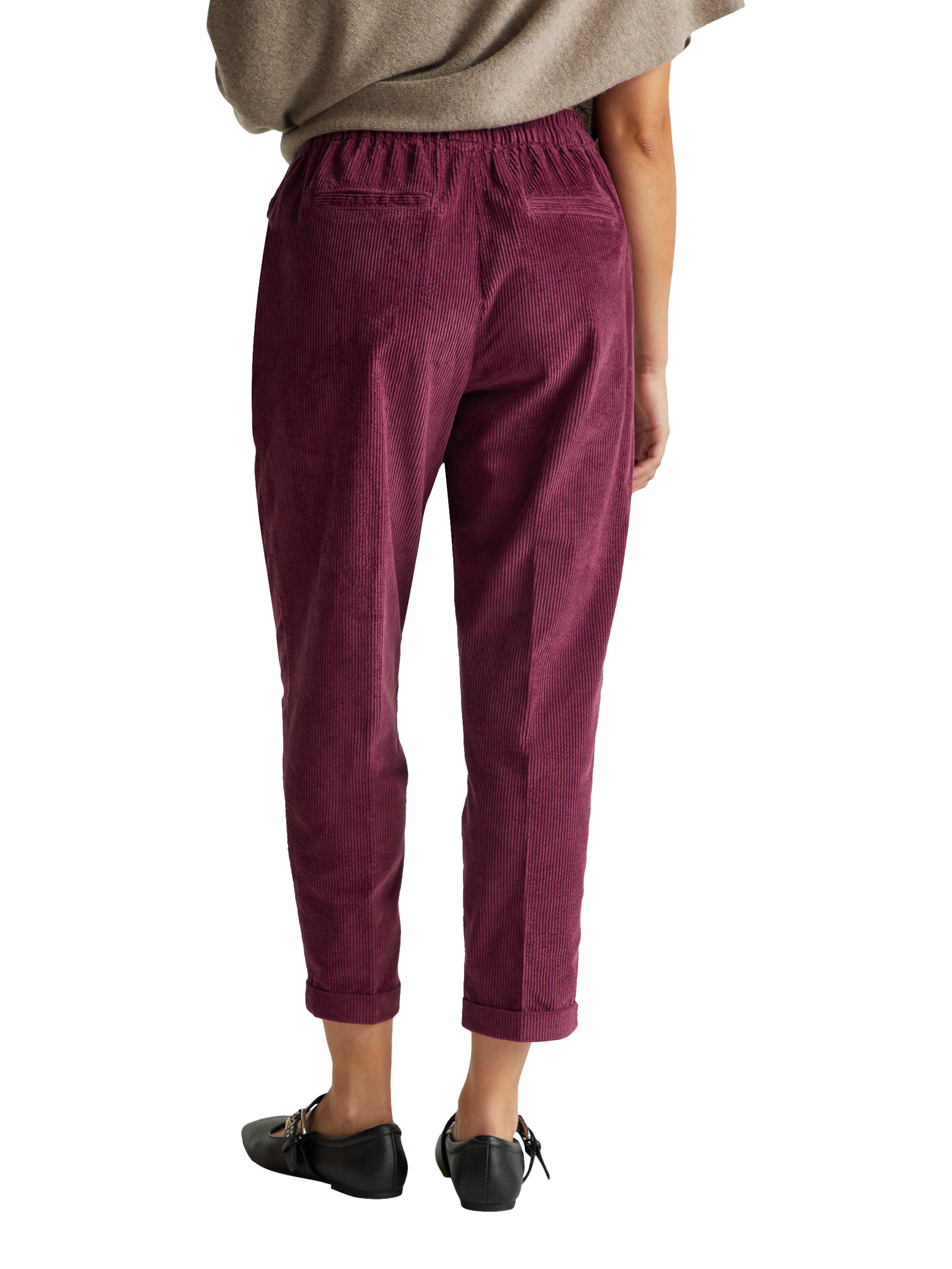 Product image 2 of 5, which shows Benetton Cropped Velvet Trouser, Violet, XS