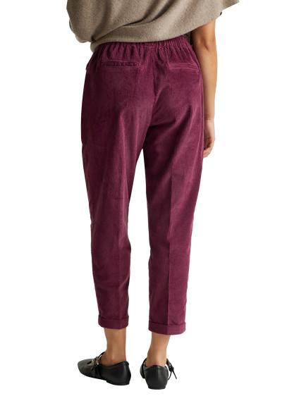 Benetton Cropped Velvet Trouser, Violet - view 2, Violet