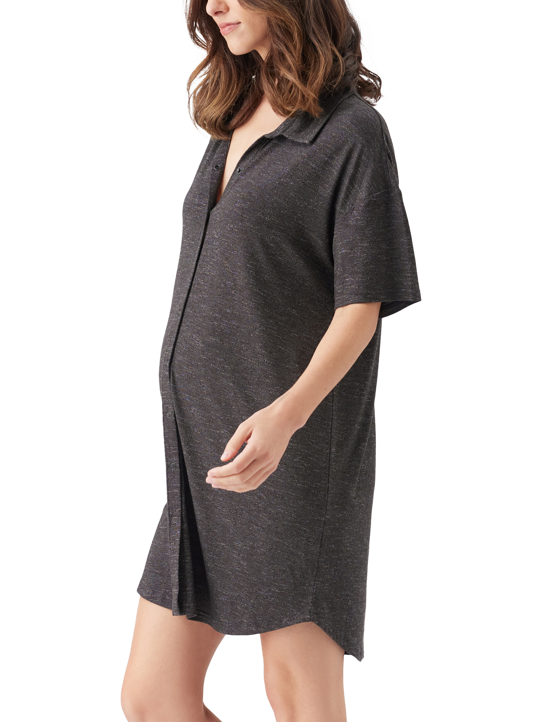 Product image 6 of 7, which shows Ripe Dreamy Maternity & Nursing Nightdress, Granite, XS