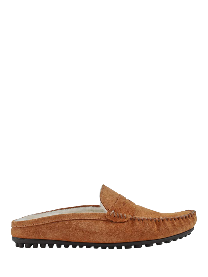 Product image 1 of 5, which shows Jones Bootmaker Zap Leather Mule Slippers, Chesnut, 6