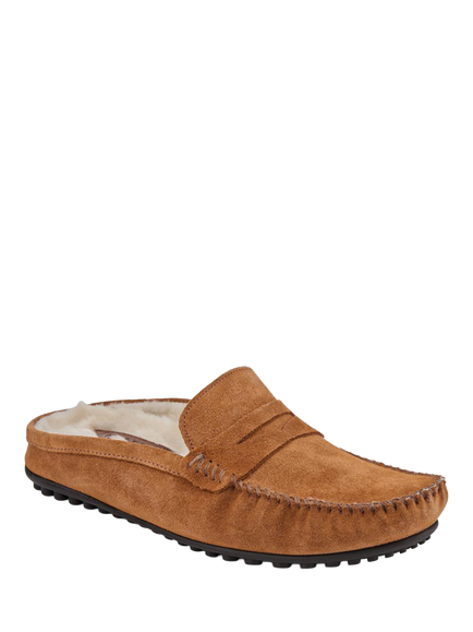 Jones Bootmaker Zap Leather Mule Slippers - view 2, Chesnut