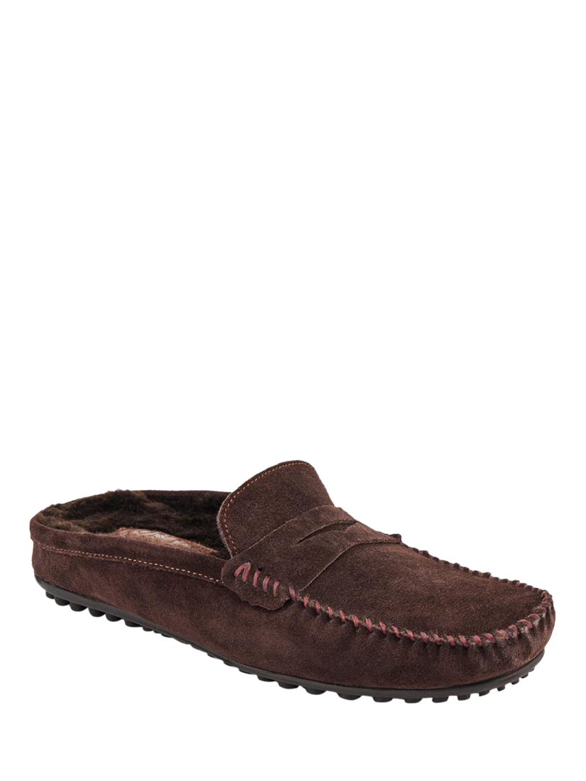 Product image 2 of 5, which shows Jones Bootmaker Zap Leather Mule Slippers, Dark Brown, 6