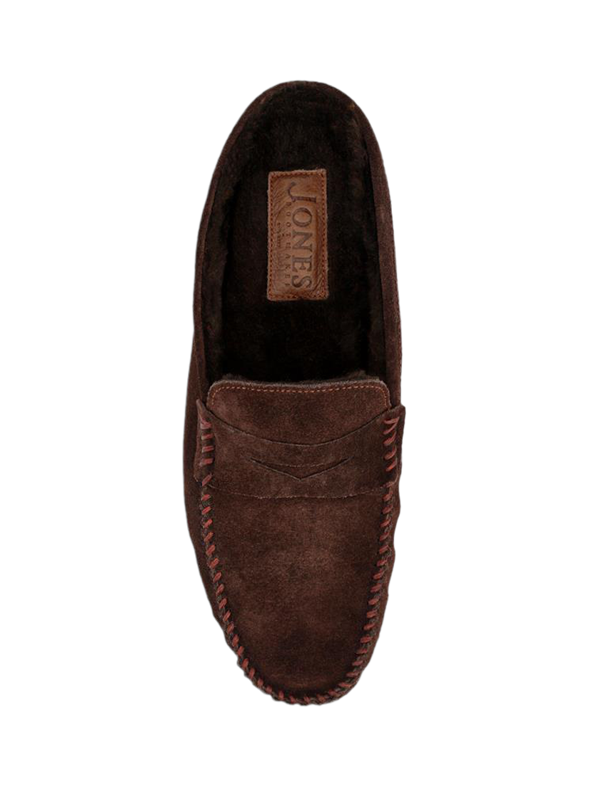 Product image 4 of 5, which shows Jones Bootmaker Zap Leather Mule Slippers, Dark Brown, 6