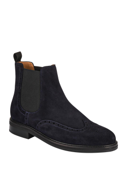 Jones Bootmaker Fieldstone Suede Chelsea Boots, Navy Suede - view 2, Navy Suede