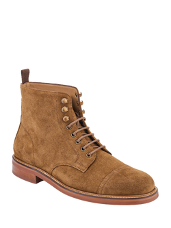 Jones Bootmaker Finch Suede Lace-Up Ankle Boots, Tan Suede - view 2, Tan Suede