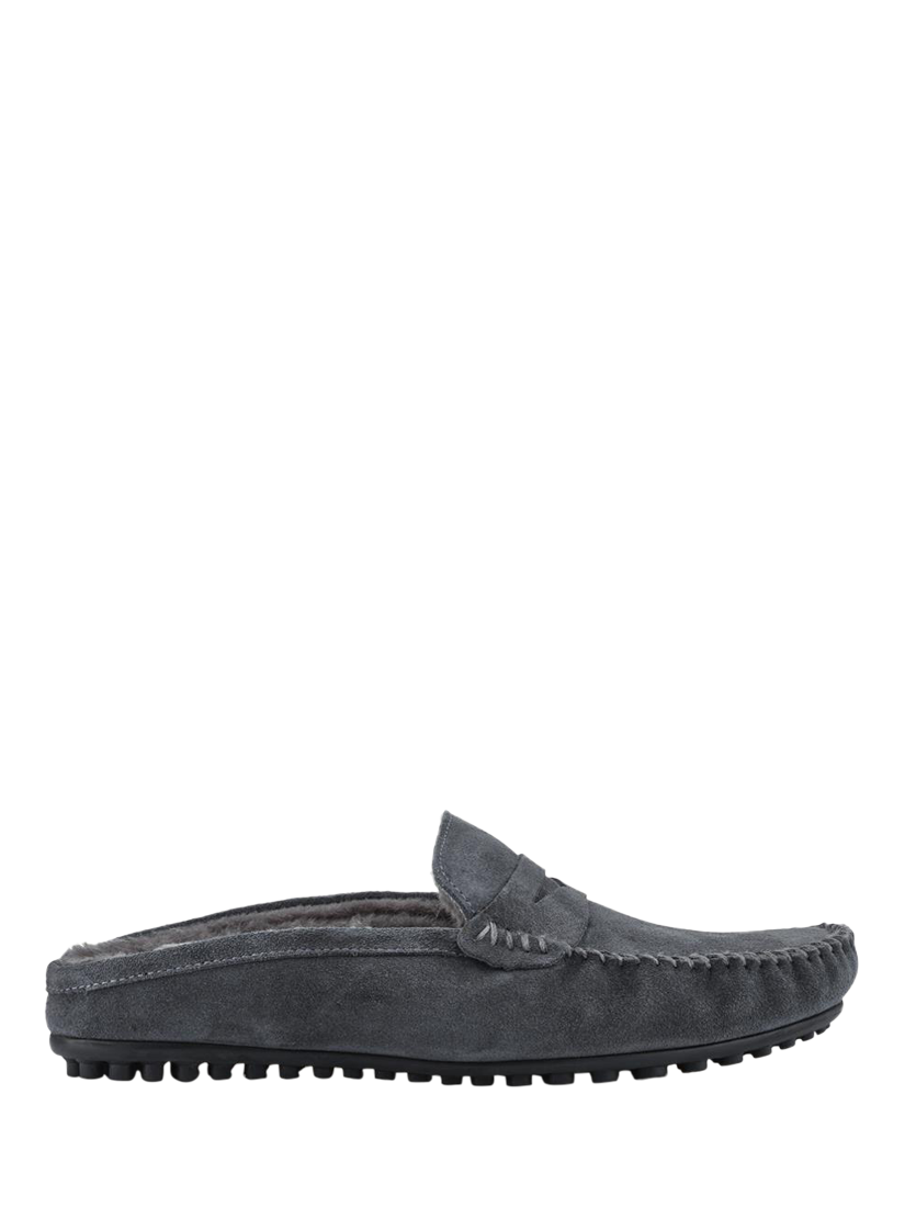 Product image 1 of 5, which shows Jones Bootmaker Zap Leather Mule Slippers, Charcoal, 6