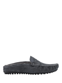Jones Bootmaker Zap Leather Mule Slippers, Charcoal