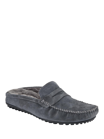 Jones Bootmaker Zap Leather Mule Slippers - view 2, Charcoal