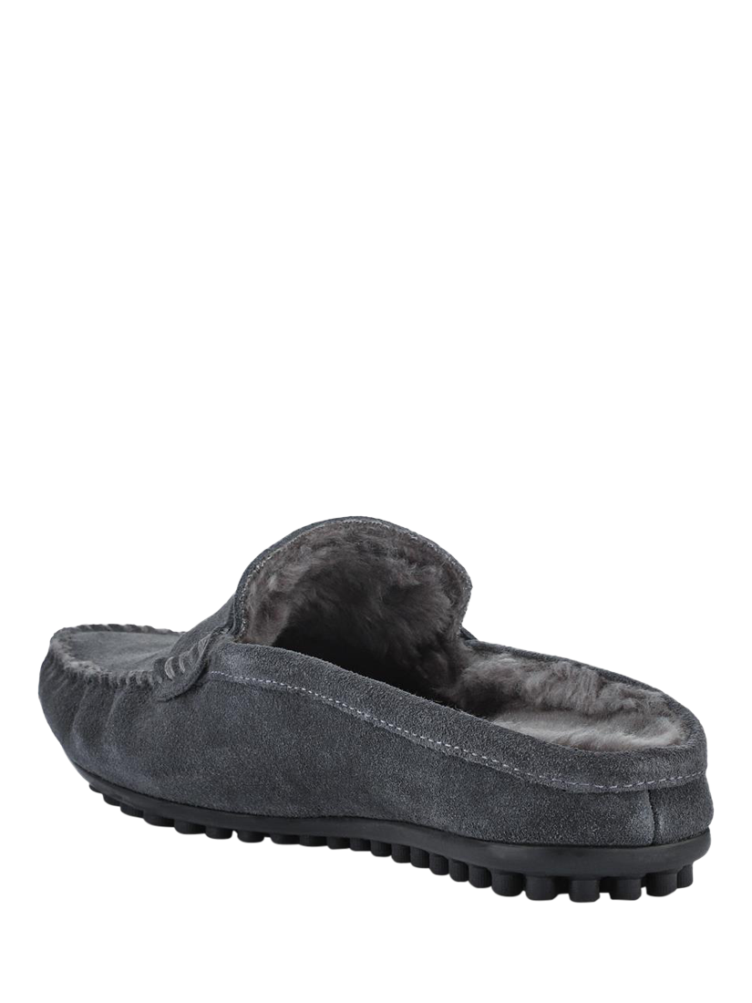 Product image 3 of 5, which shows Jones Bootmaker Zap Leather Mule Slippers, Charcoal, 6