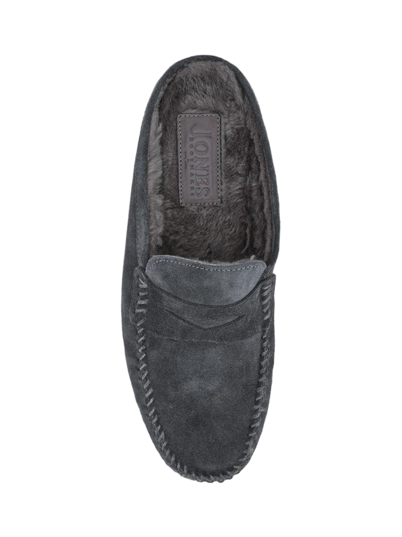 Product image 4 of 5, which shows Jones Bootmaker Zap Leather Mule Slippers, Charcoal, 6