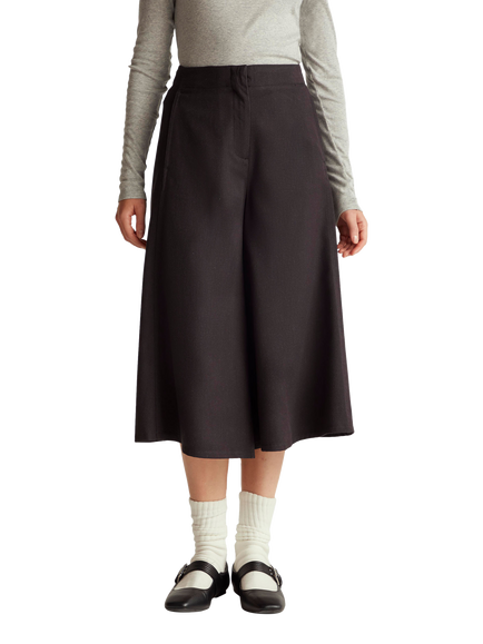 Benetton Wide Leg Wool Blend Trousers, Grey, Grey