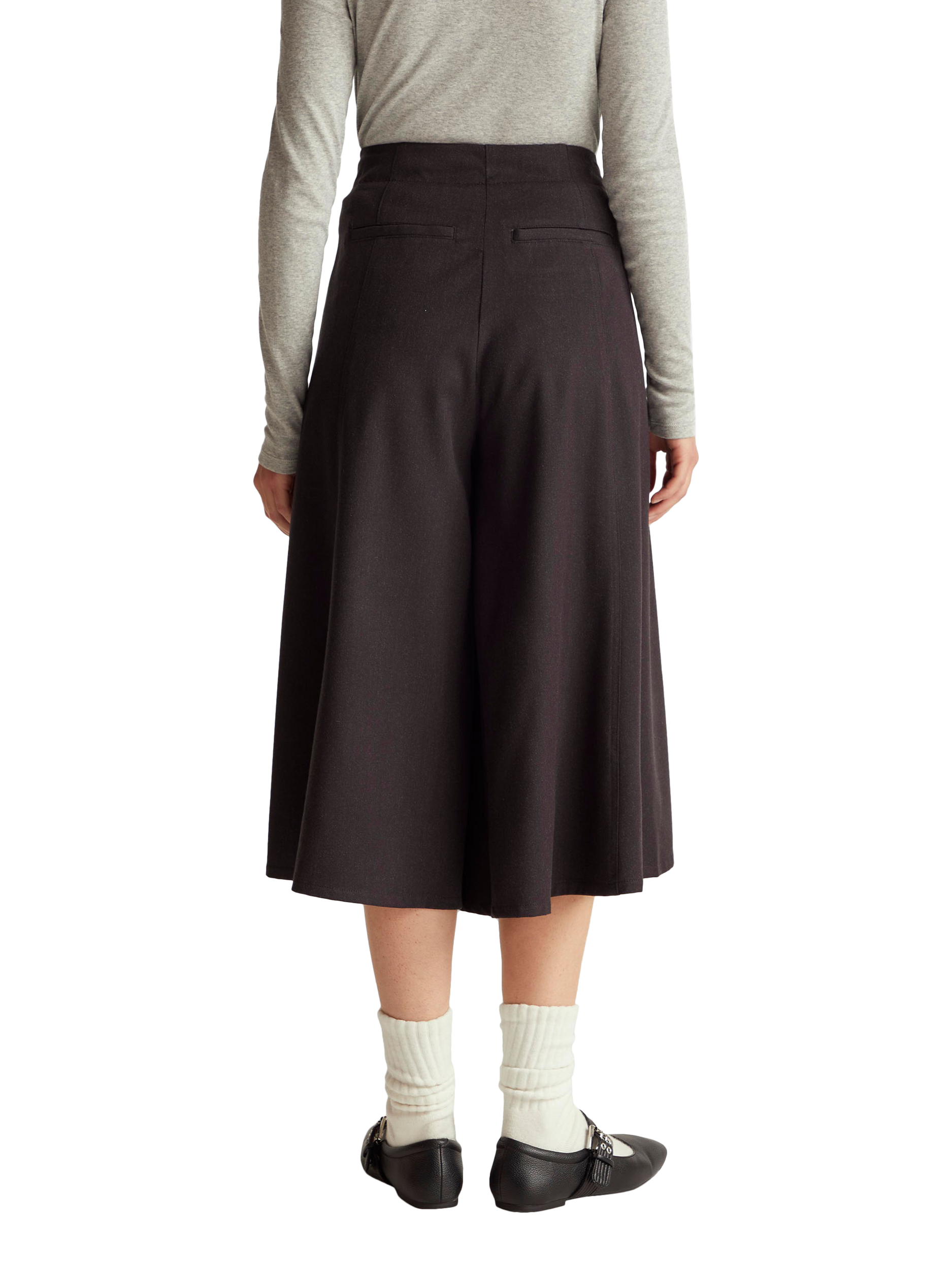 Product image 2 of 5, which shows Benetton Wide Leg Wool Blend Trousers, Grey, 8