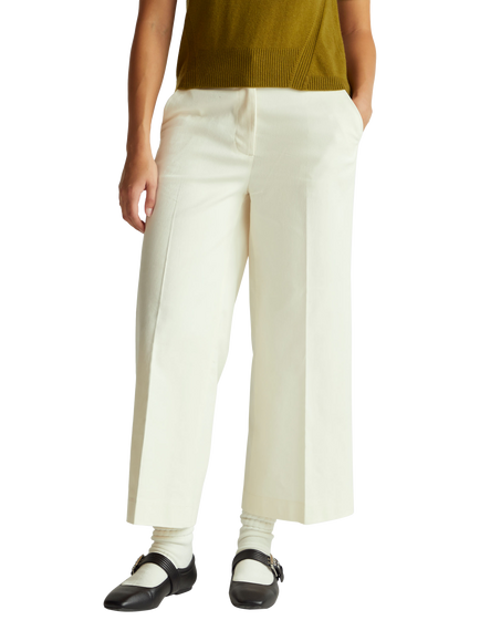 Benetton Cotton Blend Tailored Flared Trousers, White