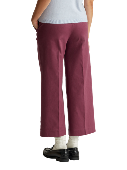 Benetton Cropped Flared Cotton Blend Trousers, Violet - view 2, Violet